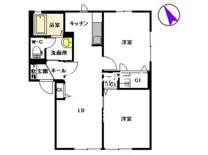 グリーンゲイト  I棟(2LDK/2階)の間取り写真