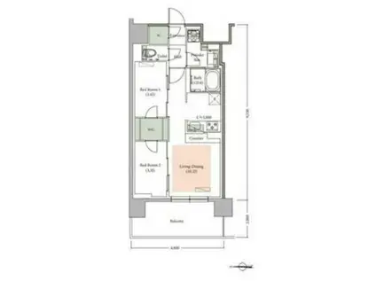 アーバネックス新町II(2LDK/3階)の間取り写真