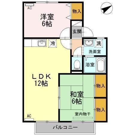 ファミール西京B棟(2LDK/1階)の間取り写真