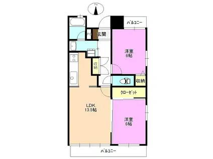 メゾンレーベン(2LDK/1階)の間取り写真