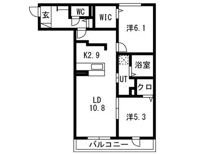 CLARIS SUMIYOSHI B(2LDK/1階)の間取り写真