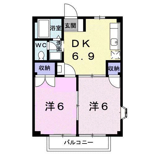 ヴィラマリン D(2DK/2階)の間取り写真