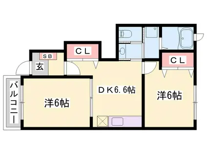 ウィルヴェステージ弐番館(2DK/1階)の間取り写真