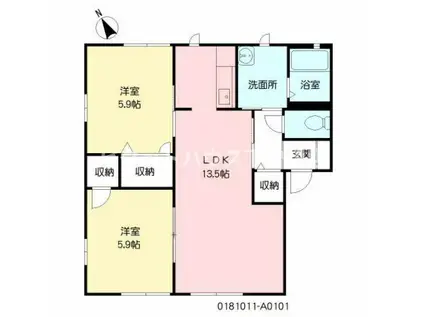 グランドメゾンIIA棟(2LDK/2階)の間取り写真