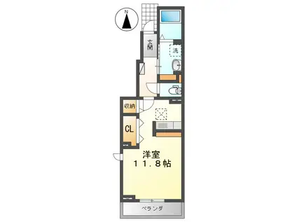 ソフィア御山II(1K/1階)の間取り写真