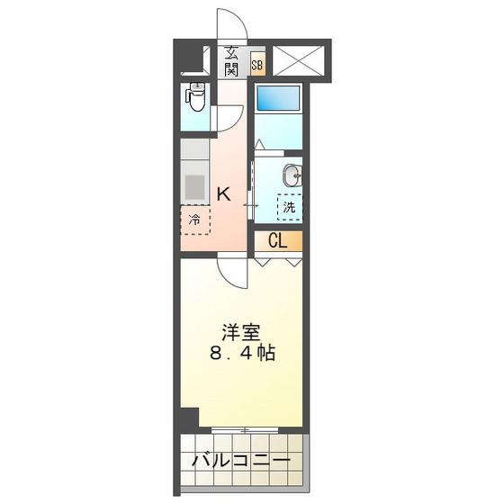 WILL DO四日市鵜の森(1K/6階)の間取り写真