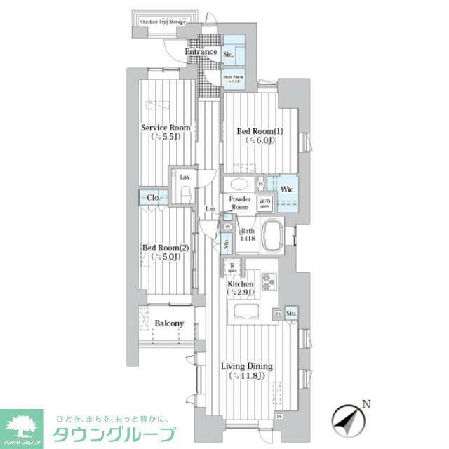 ザ・グランクラッセ日本橋イースト(3LDK/4階)の間取り写真