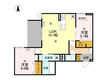 GREEN VILLAGE(2LDK/1階)の間取り写真