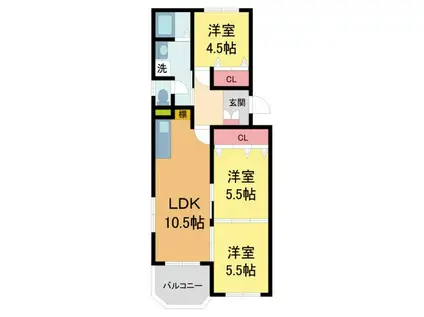 満池谷マンション(3LDK/2階)の間取り写真