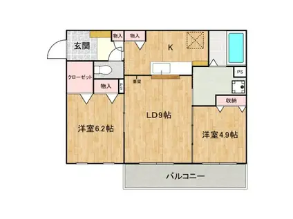 FORT RISE(2LDK/5階)の間取り写真