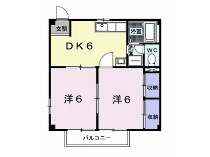 ヒルズ鳴海A(2DK/2階)の間取り写真