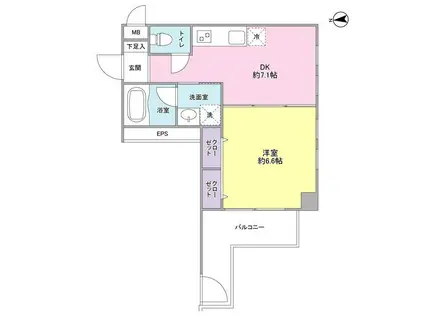 コモドール雷門(1DK/11階)の間取り写真