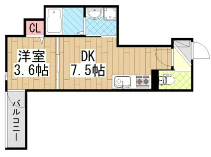 VEIL MAISON近大前(1DK/3階)の間取り写真