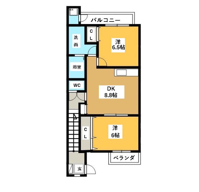 レオパルド21(2LDK/2階)の間取り写真