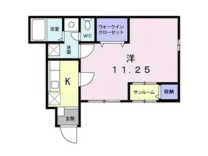 レイク・ヴィレッジ(1K/1階)の間取り写真