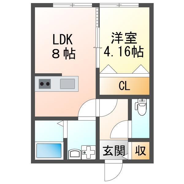 アマン浜浦(1LDK/3階)の間取り写真