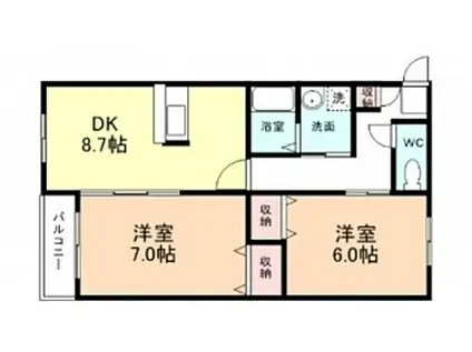 ドリーム・イーストA棟(2DK/2階)の間取り写真