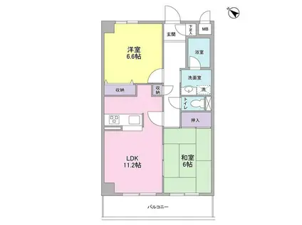 レジデンスヨコハマ南(2LDK/4階)の間取り写真