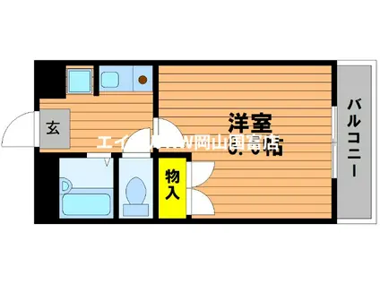 フローラ都紀Β(1K/3階)の間取り写真