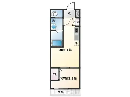 アンセル泉中央(1DK/1階)の間取り写真