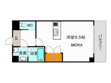 サンライフ北田辺(ワンルーム/2階)の間取り写真