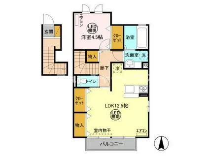 ピアヒルズ桜ヶ丘A(1LDK/2階)の間取り写真