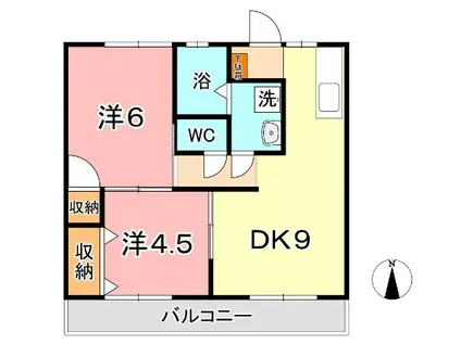 グランアムールもず I(2DK/2階)の間取り写真