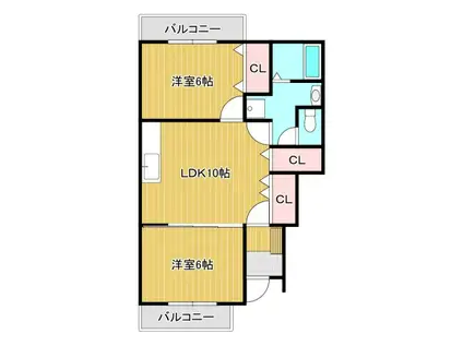 ヨーロピアンシャレ―芝B(2LDK/1階)の間取り写真