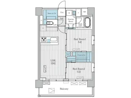 TERRA蚕糸の森(2LDK/3階)の間取り写真
