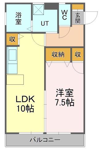 サンピュア・エミール(1LDK/1階)の間取り写真
