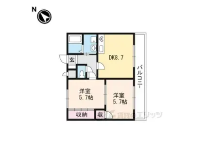 ファミール2(2DK/2階)の間取り写真