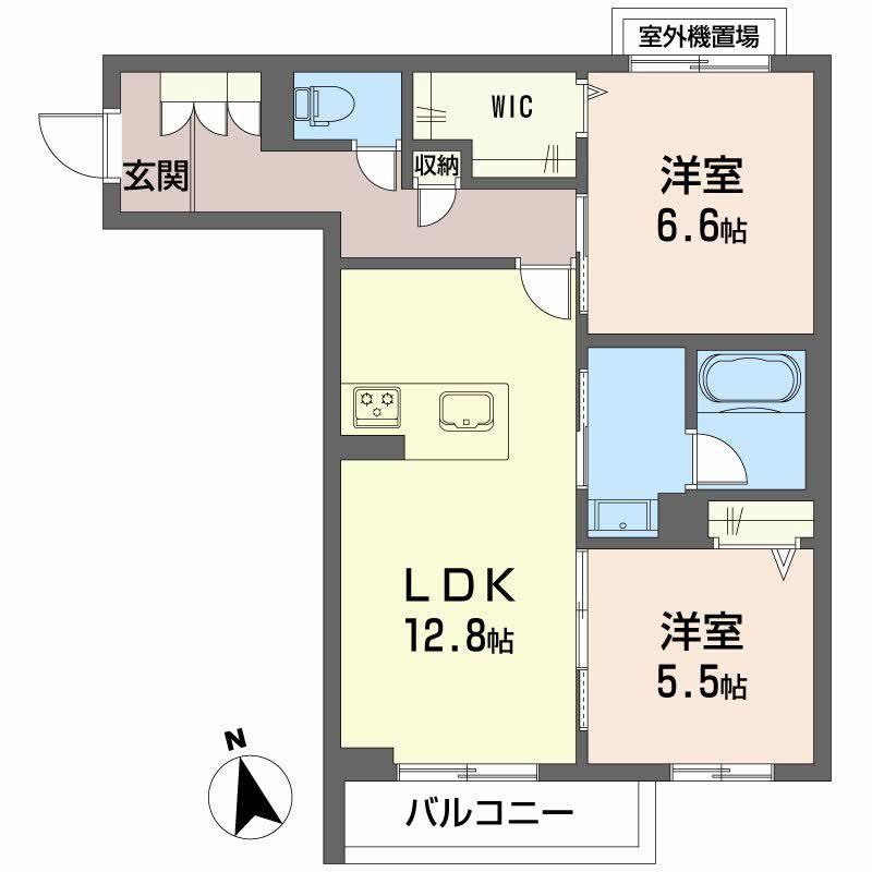 グランディア古川(2LDK/3階)の間取り写真