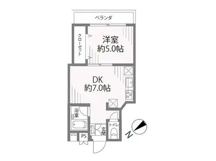 山口メタルメゾン(1DK/2階)の間取り写真