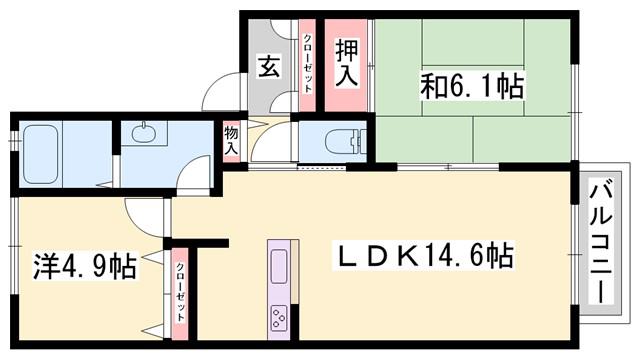 セファミ太子(2LDK/1階)の間取り写真