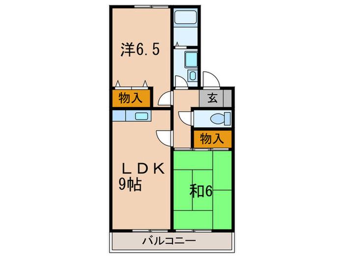 マドレミホ(2LDK/2階)の間取り写真