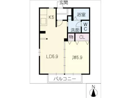 MASTTOWN市田 B(1LDK/1階)の間取り写真