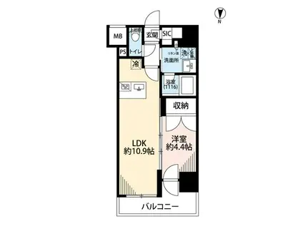 プレール・ドゥーク亀戸VI(1LDK/9階)の間取り写真