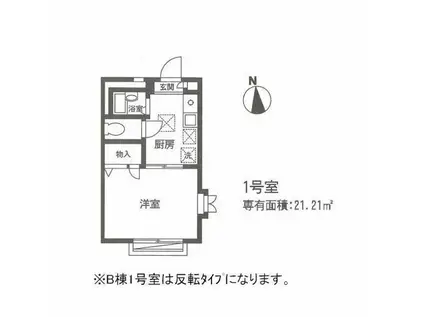 ヴィラ東新宿B棟(1K/2階)の間取り写真