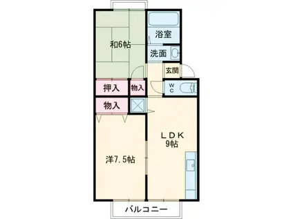 トゥインクルコート文化町7番館(2DK/1階)の間取り写真