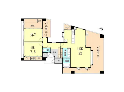 シェヌーア御影(2LDK/8階)の間取り写真