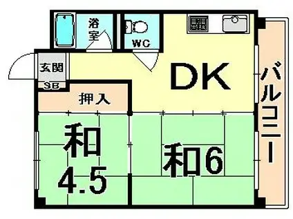 三興マンション(2DK/2階)の間取り写真