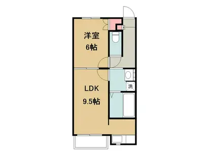 ハピネストリノII(1LDK/1階)の間取り写真