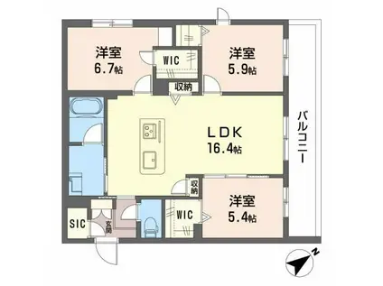 シャーメゾンステージ茨木春日(3LDK/2階)の間取り写真