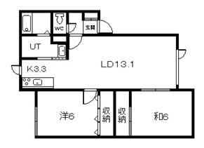 GRANDIR HOUSE A・B棟(2LDK/1階)の間取り写真