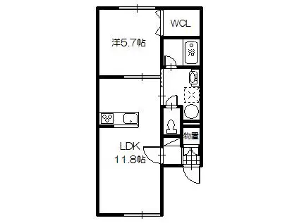 ACHUI・II(1LDK/2階)の間取り写真