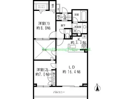 リベルテ等々力(2LDK/2階)の間取り写真