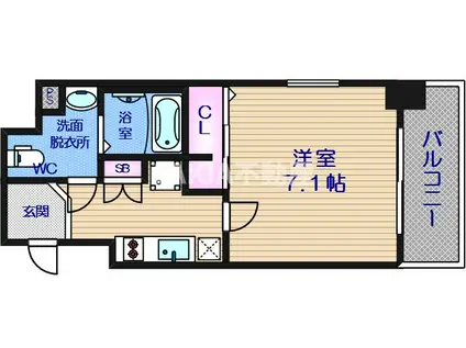 ボルト・ボヌール四天王寺夕陽ヶ丘ミラージュ(1K/4階)の間取り写真