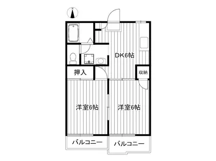 パーク小茂根C(2DK/2階)の間取り写真