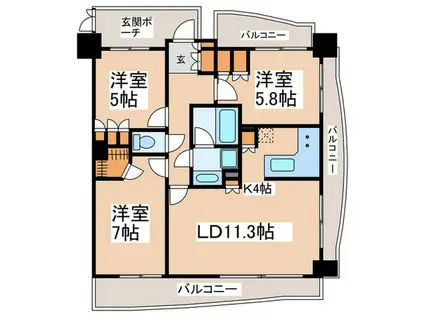 PARK AXIS 四谷 STAGE(3LDK/10階)の間取り写真