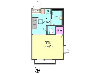 プレミール山王(1K/1階)の間取り写真
